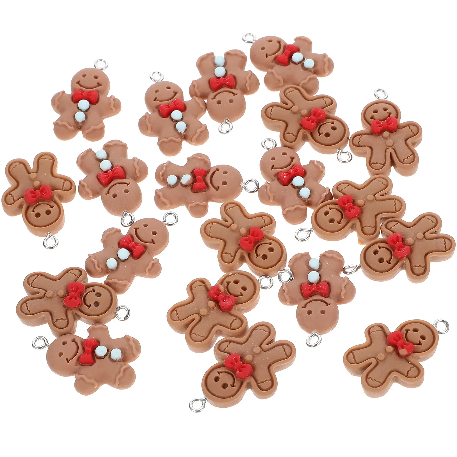 

20Pcs Gingerbread Man Resin Pendants Charms for Jewelry Making Necklace Bracelet Earrings DIY Handmade Christmas Craft