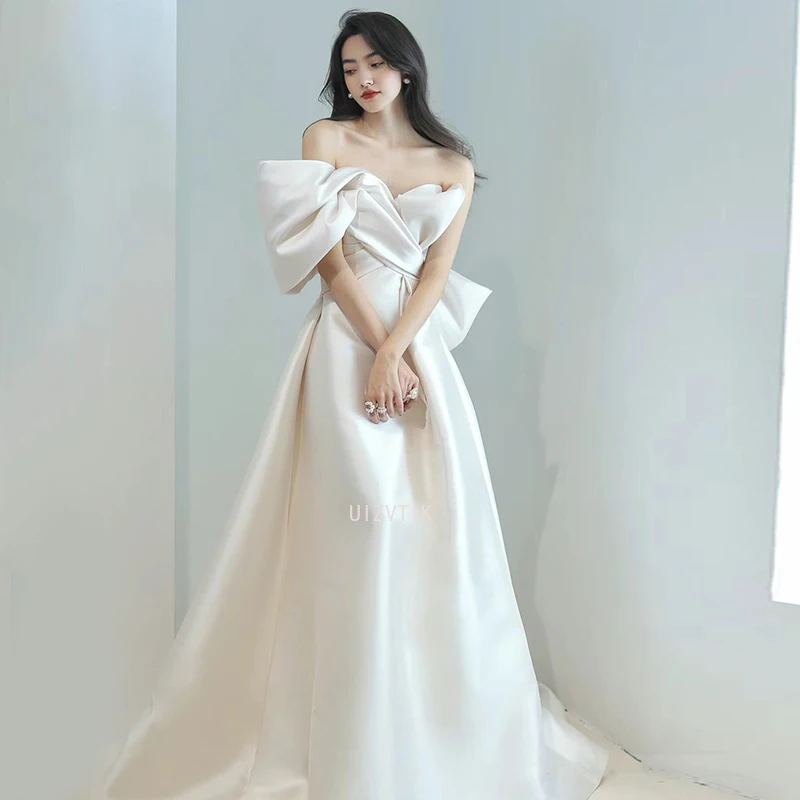 2025 Bianco Coreano Matrimonio Organza A-line Corsetto senza spalline Abiti da sposa Personalizzato Semplice Matrimonio Istantanea Abiti da festa nne Garona