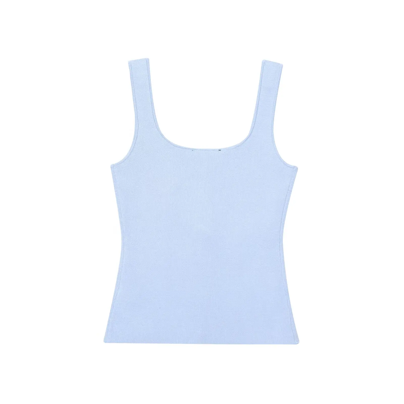 PB&ZA2025 Wiosna Nowa damska moda codzienna Prosta płaska igła Obcisły gorset w stylu Okrągły dekolt Top z paskiem na ramię