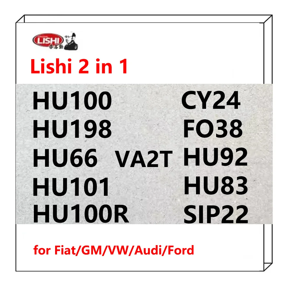 Lishi 2 in 1 HU100 8-Cut HU198 HU66 FO38 HU100R VA2T HU83 HU92 HU101 CY24 V.2 SIP22 for Jeep/Fiat for GM for VW/Audi for Ford