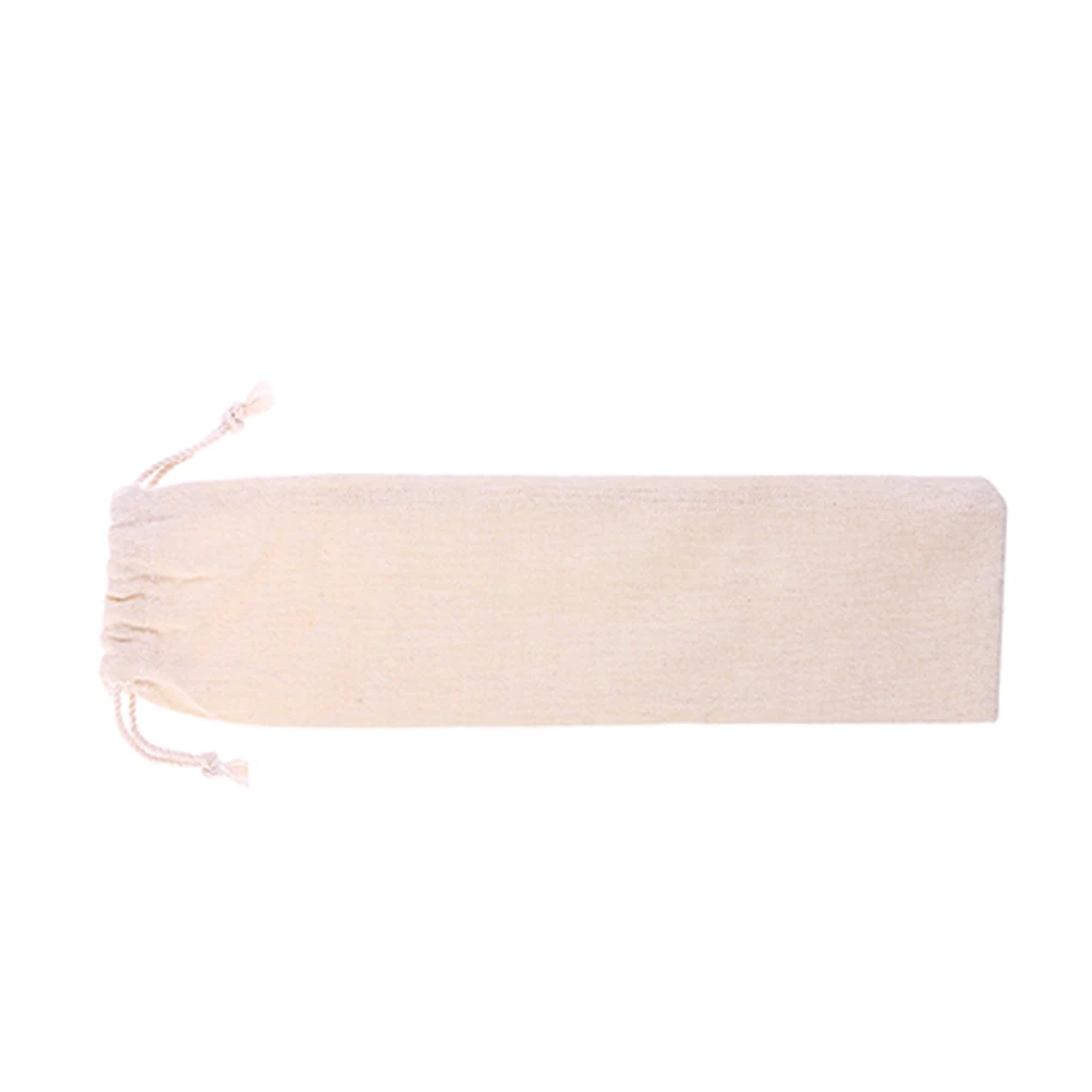 

Foldable Lightweight Cotton Linen Straw Storage Bag Drawstring Closure Reusable Straws Organizer Pouch Travel Case for Forks