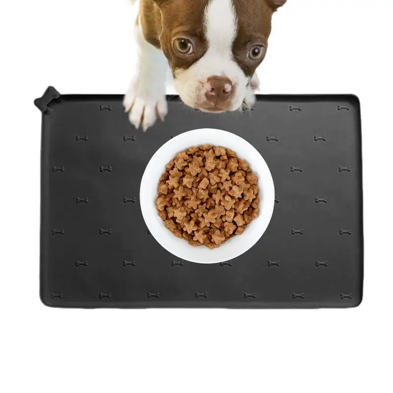 Feeding Mat Puppy Food Pad 23.6 X 15.7 Inch Silicone Non-Slip Foldable Fast Drying Anti-Spill Pet Feeding Pad for Dogs Cats