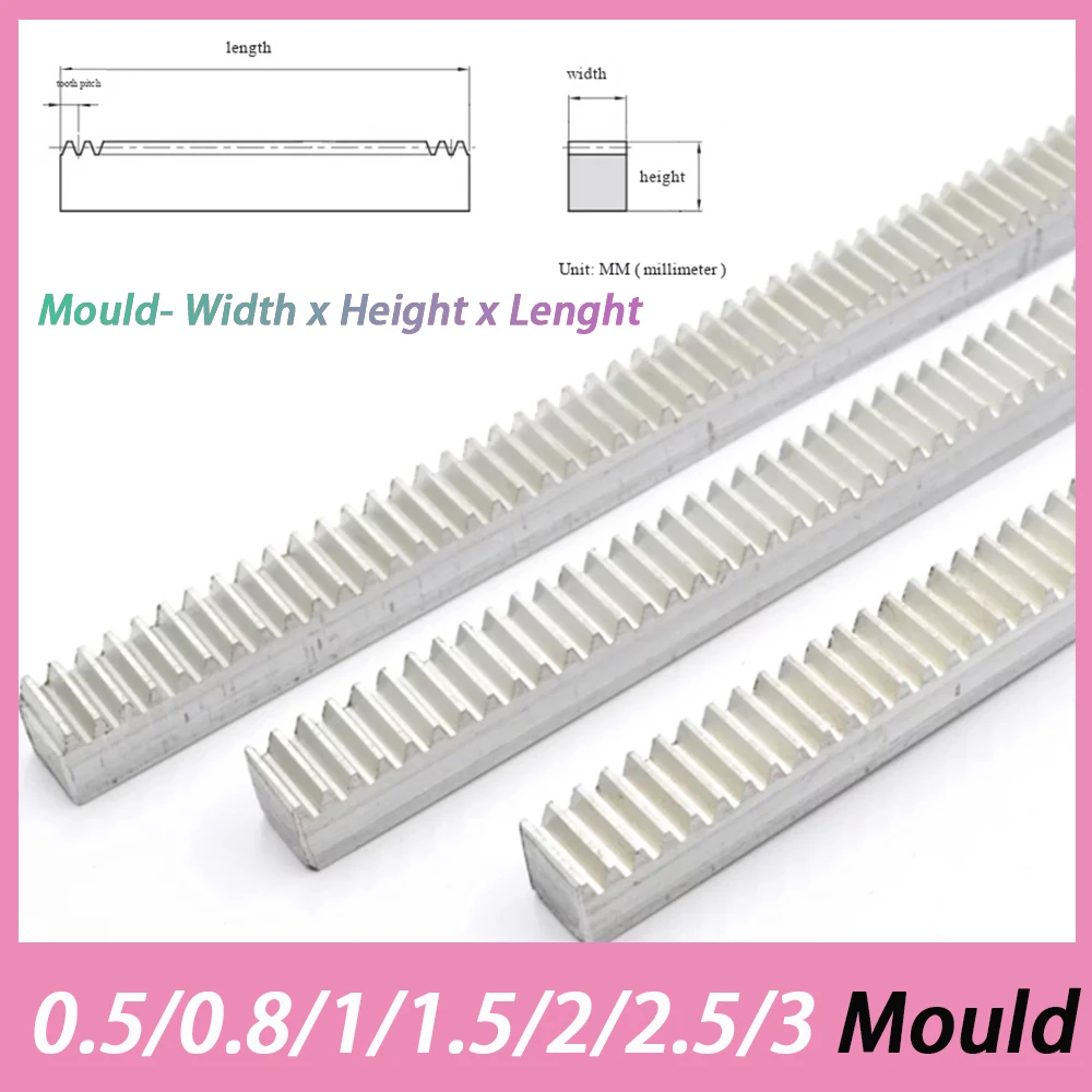 1pcs Length 300/500mm Aluminum Alloy Gear Rack 0.5M/1M/2M-3Modulus Straight Teeth Drive Rack Guide 10x10-30x30mm Spur Gear Rack