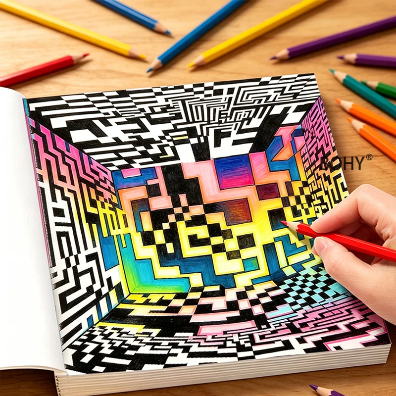 1 Volume of Hand Drawn Coloring Book, 24 Pages, for Adults To Relax and Meditate At Home Creative Gifts for Easter and Halloween