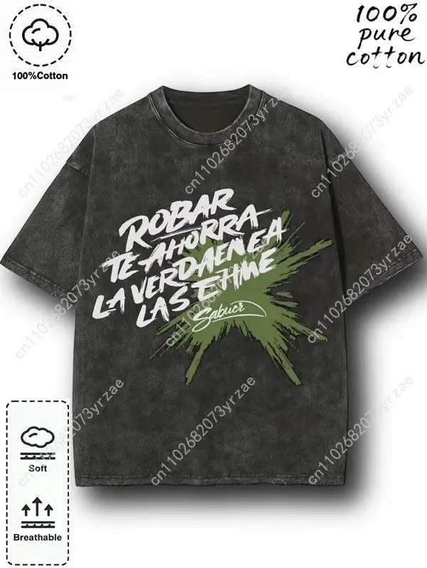 

Зеленая футболка в стиле ретро на иностранном языке для мужчин и женщин, хлопковая модная футболка высокого качества с короткими рукавами, мягкие дышащие топы