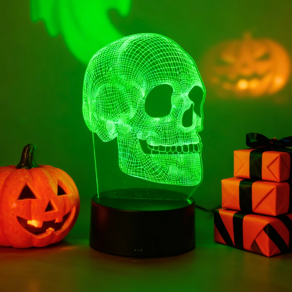 1pc Skeleton Creative USB Night Light, Halloween, Festival Gift Night Light for Friends, Atmosphere Decorative Light.