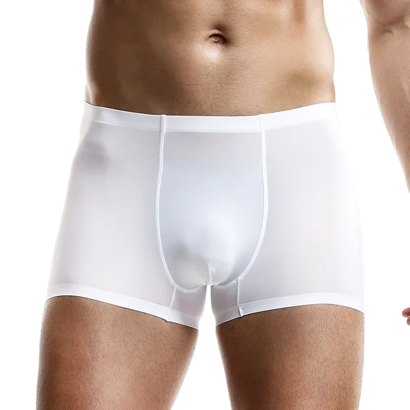 2PCSMen's underwear, men's briefs, ice thread seamless, four-cornered shorts, trendy and individual style, breathable, thin unde