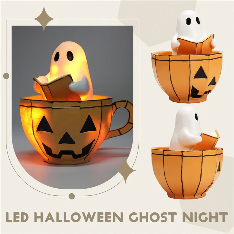 A25F-LED تعمل بالبطارية لجميع القديسين شبح ضوء الليل شبح تحت عنوان المزاج ضوء حوض الاستحمام لهجة مصباح لزينة الهالوين P #3