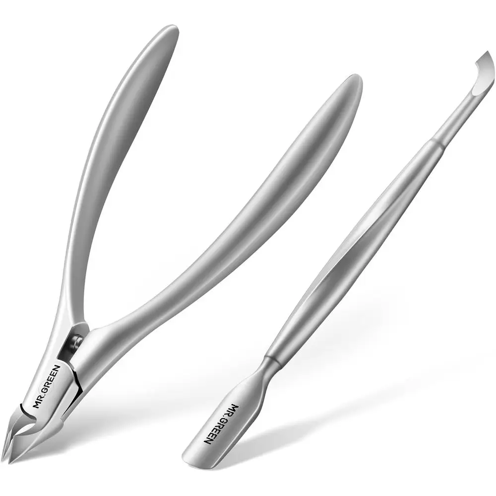 

Spring-Loaded Cuticle Nippers with Manicure Pusher - Precision Trimmer for Nail Care
