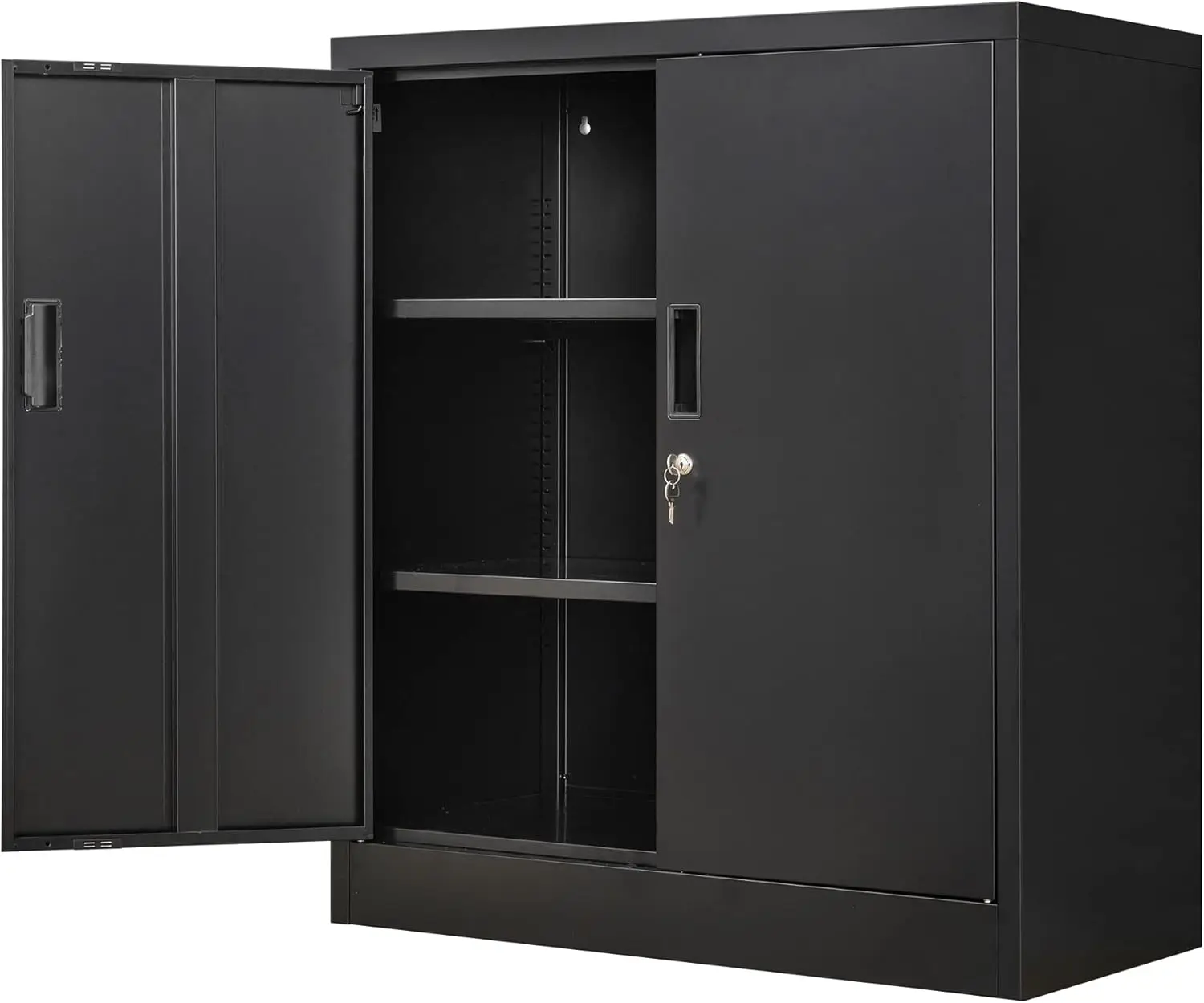 

Locking Storage Cabinet with Adjustable Shelves, 36.2" H Steel Cabinet for Garage, Home, Office, Utility Room-Black