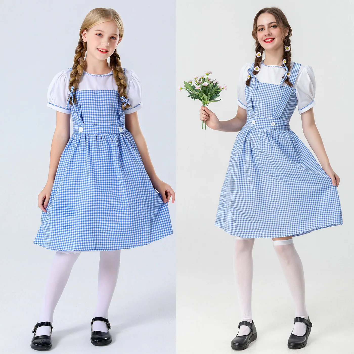 

Blue Plaid Oktoberfest Dirndl Dress for Dorothy Wizard of Oz Cosplay CostumeTraditional Costume for Kid Girls Halloween Party