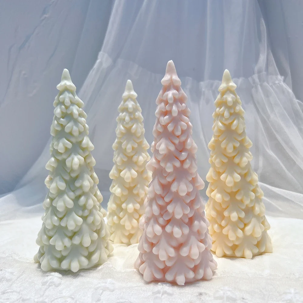 M size Snow Pine Christmas Tree Silicone Candle Mold Christmas Ornaments Silicone Mold Dinner Soy Wax Silicone Mould