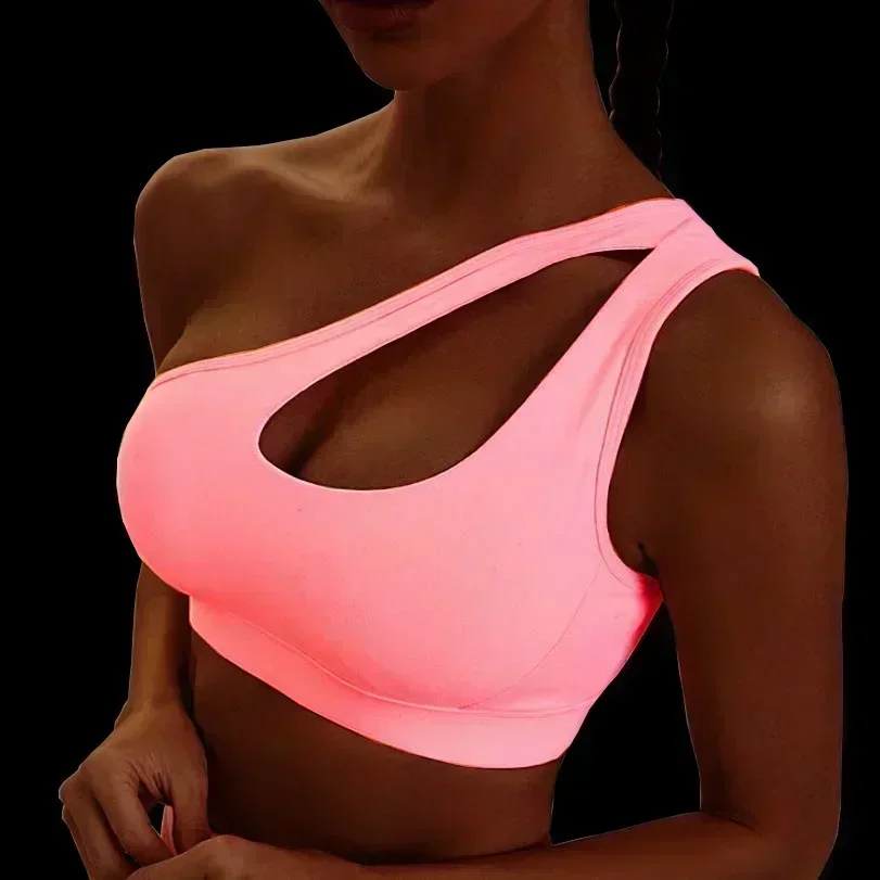 Sexy um ombro yoga sutiãs feminino esportes topo colheita colete atlético push up roupa interior bh sutiã esportivo roupas esportivas fio livre