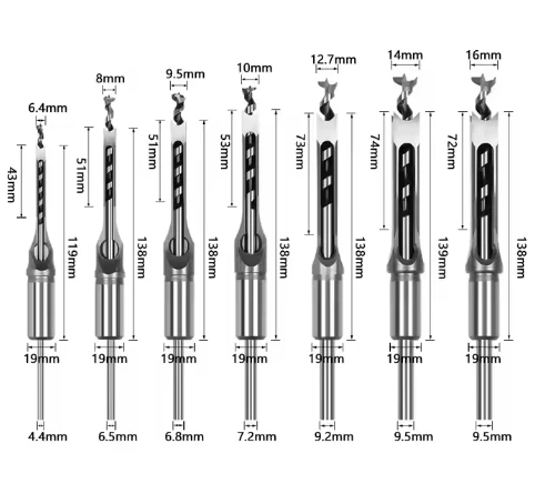 10pcs Woodworking Opening Wood Square Drill Bits for Hole Drilling Chisel Hollow Mortise Drill Bits