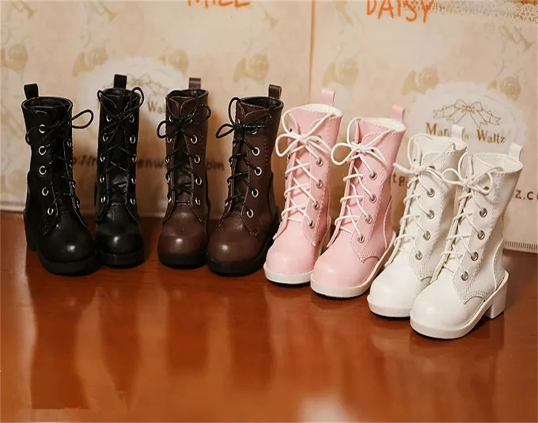 

BJD doll shoes are suitable for 1/3 1/4 SD MSD size fashion lace-up martens with high heels and medium boot doll accessories