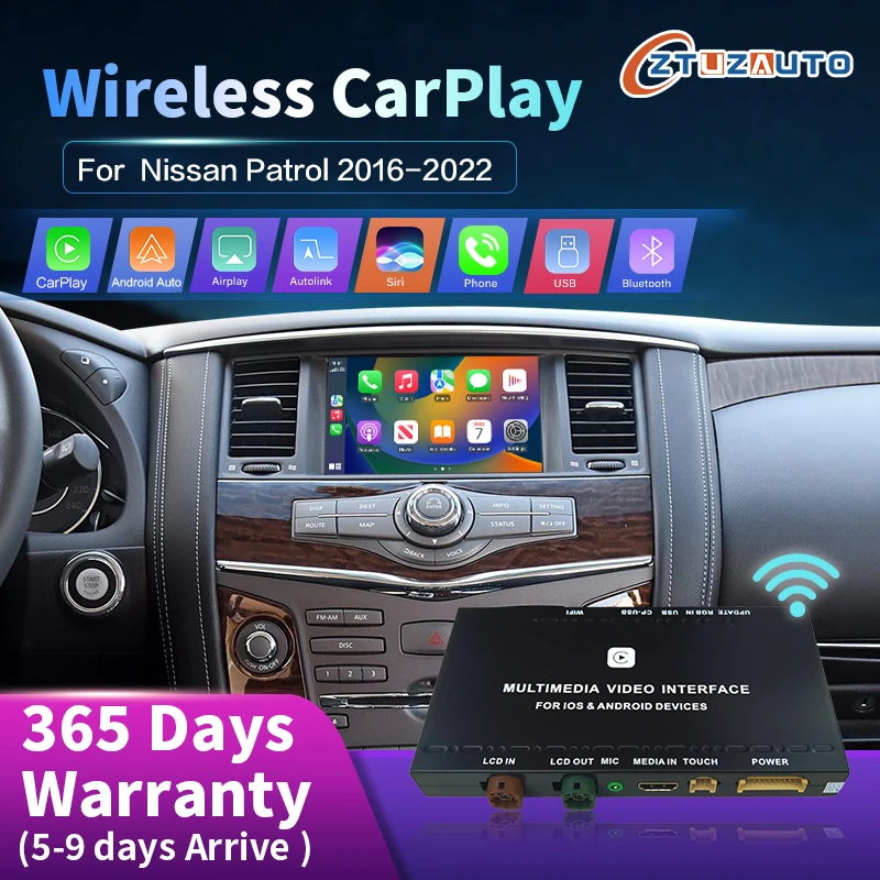 Wireless Apple CarPlay Android Auto for Nissan Patrol 16-22 Mirror Aftermarket CarPlay Upgrade Retrofit Multimedia Navigation