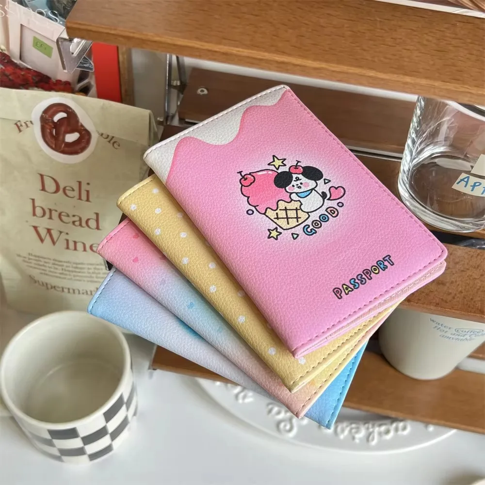 New INS Passport Card Holder PU Rabbit Little Bear Travel Passport Holder Girl ID Storage Bag Cartoon Passport Cover Case