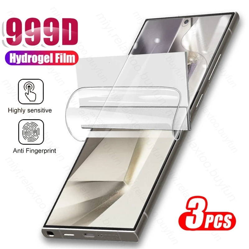 Изогнутая Гидрогелевая пленка 999D для Samsung Galaxy S 24 S24 Ultra S24Ultra, Защитная пленка для экрана, не стекло для SamsungS24 Plus S24 +, 3 шт.