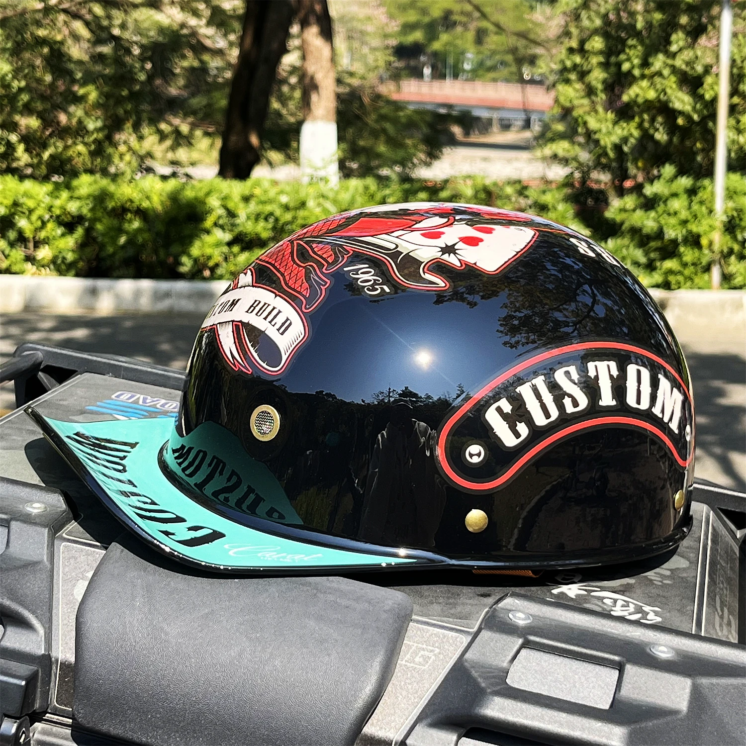 

Summer Motorcycle Casque DS Baseball Cap Helmet Retro Helmets Vintage Open Face Scooter Cruiser Chopper Gangster