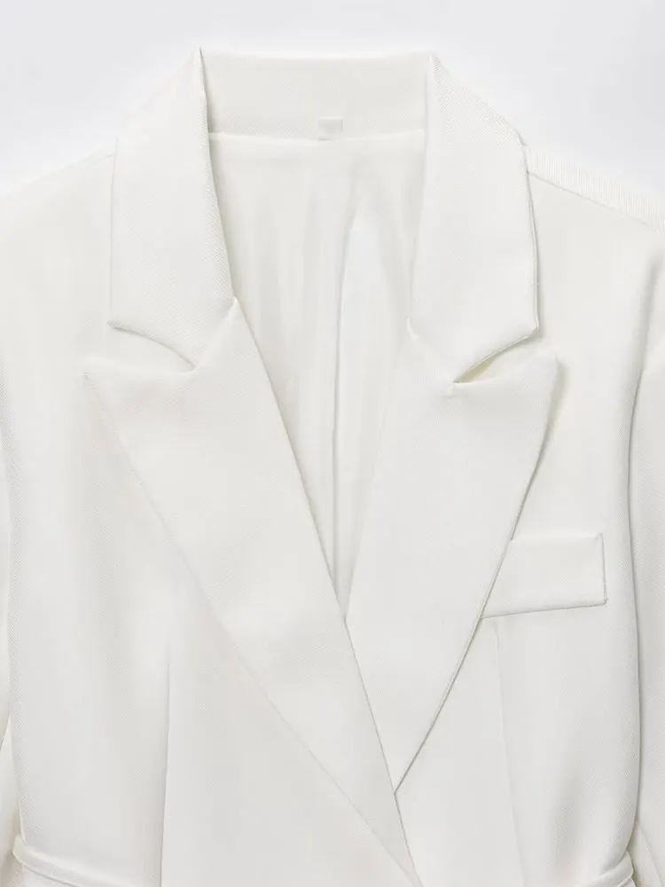 سترة نسائية أنيقة من NLZGMSJ 2025 سترة نسائية أنيقة بياقة على شكل V وأكمام طويلة وجيوب برباط سترة مستقيمة عصرية للمكتب للسيدات