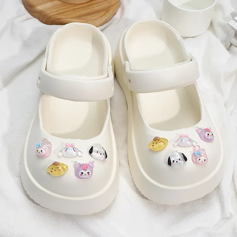 Sanrio Summer Crooo Charms Accessories Resin Kuromi StellaLou Cute Cartoon DIY Slippers Jewelry Decoration Kid X-mas Party Gifts