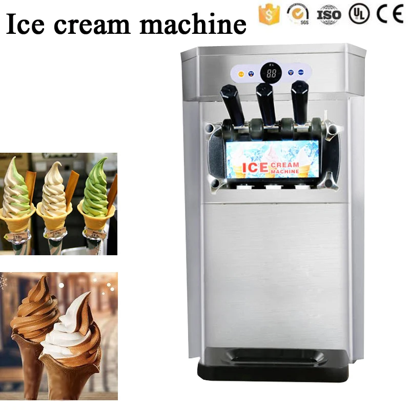 

Commercial Soft Serve Ice Cream Machine Electric 25L/H 3 Flavors Sweet Cone Ice Cream Maker 110V/220V