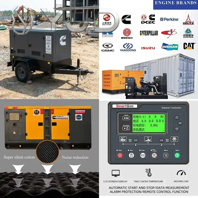 3 Phase AC Brush Alternator Generator 24kw 30kw 50kw 220v 380v 400v Electric Dynamos 100% Copper Industrial Power