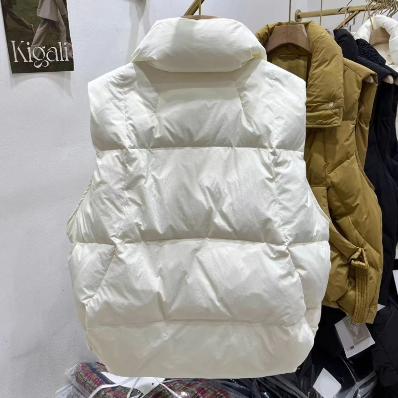 Chaleco de plumón de pato para mujer, chaqueta sin mangas de diseño de lujo, moda coreana, otoño e invierno, 2024, 90%