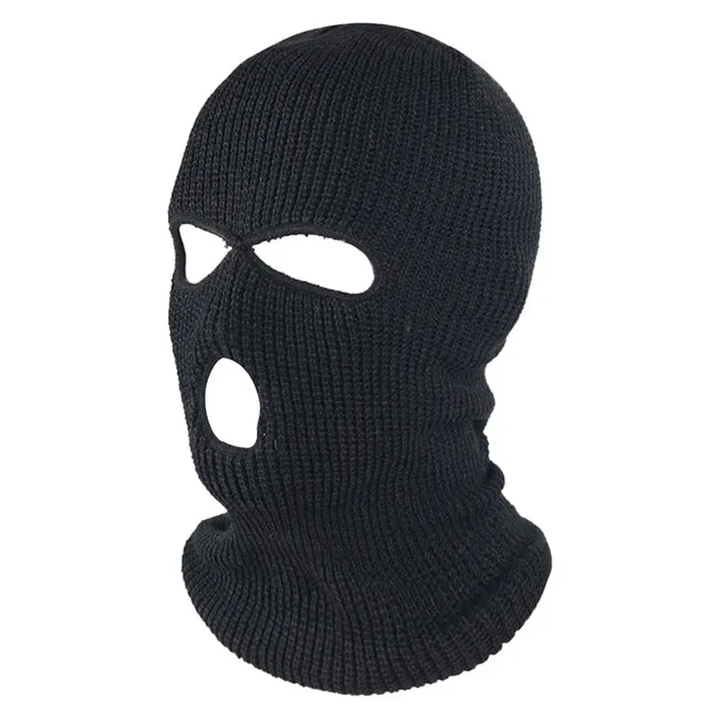 

Winter Warm Unisex Pullover Cap Full Face Cover Ski Mask Hat 3 Holes Balaclava Windproof Knit Beanies Bonnet Caps