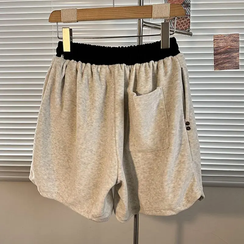 High Quality Fabric Shorts Men Women Vintage Ice Silk Shorts Letters Simple 2023 New Leisure Drawstring