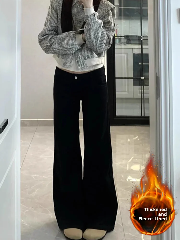 حجم كبير Fce اصطف Bootcut الجينز المرأة الدافئة الدنيم السراويل عالية الخصر السراويل الطويلة القطن تمتد Bootcut متوهج طماق #1