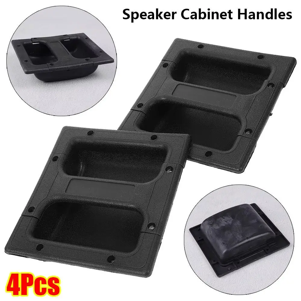 4Pcs 148x140mm Black PP Plastic Recessed Handle Replacement for Guitar Amp Speaker Cabinet Portable Grip Audio Accessory