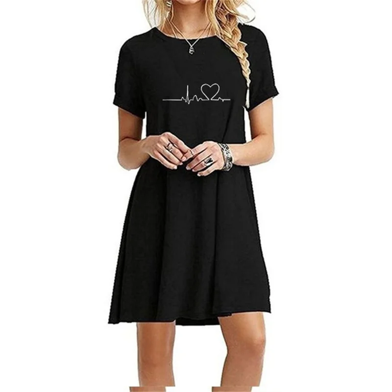 Women Long Shirts Fashion Loose T-shirt Dresses Casual Short Sleeved Long Top Female Summer Beach Mini Dress S-XXL