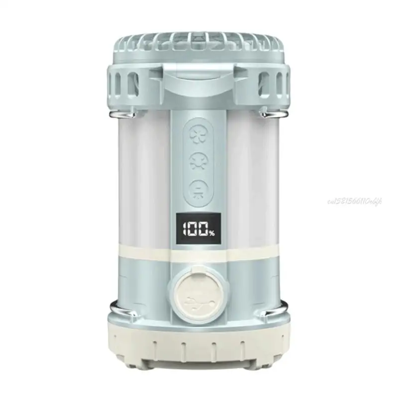 27RB قابلة لإعادة الشحن ضوء المروحة في الهواء الطلق 3 سرعات قابلة للتعديل 4 أوضاع الإضاءة شاشة LCD