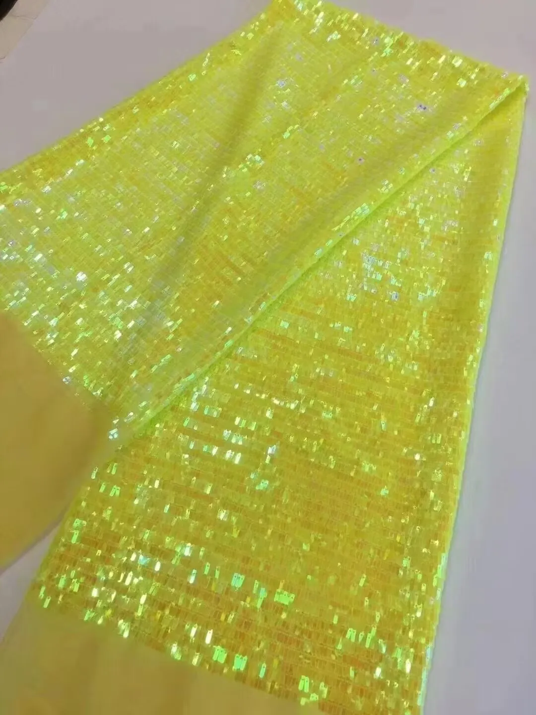 5Yards/Lot Wonderful Yellow French Net Lace Fabric Match Sequins Decoration African Mesh Material For Dressing ZD11