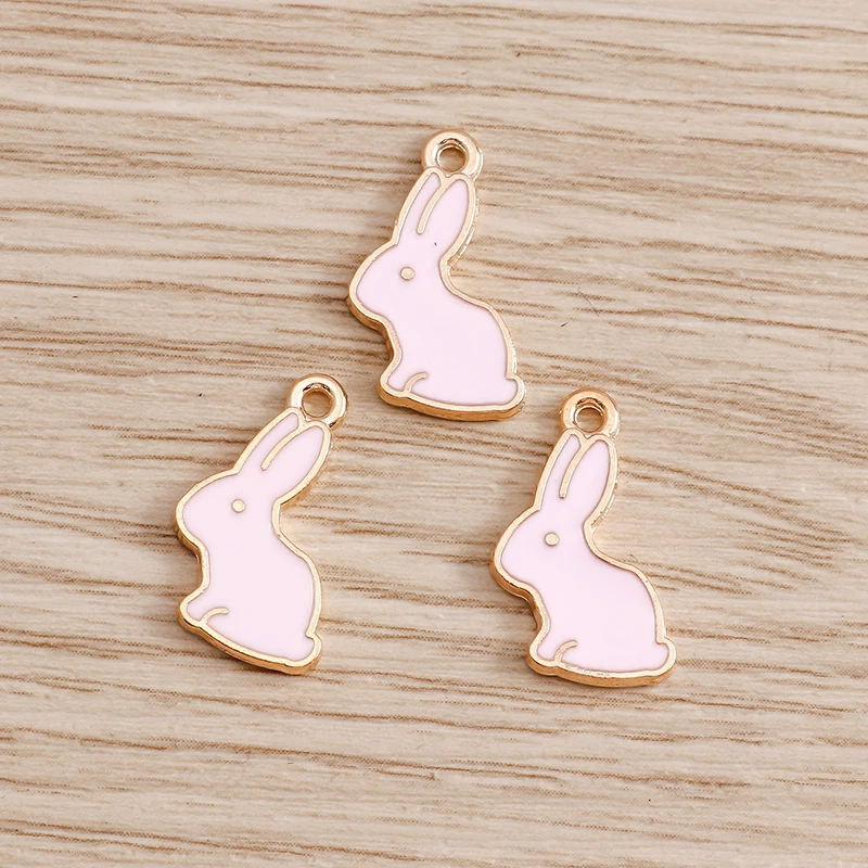 Tusember, 10 Uds., Mini dijes de conejo esmaltados con forma de gota de aceite para fabricación de joyería, pendientes de gota DIY, pulsera, collar, accesorios colgantes