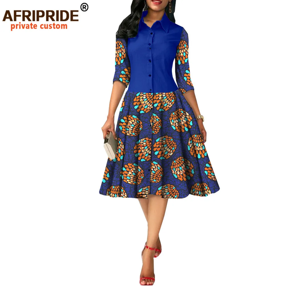 Afrikaanse Print Jurken Voor Vrouwen Afripride Half Mouw Vrouwen Casual Katoen Dashiki Ankara Party Jurk Sexy Wear A1825054