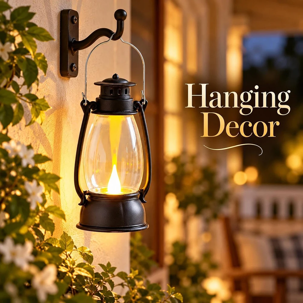 Retro LED Electronic Candle Light,Battery Operated Flameless Candle Lantern,Hanging Rustic Table Lantern,Home Farmhouse Decor