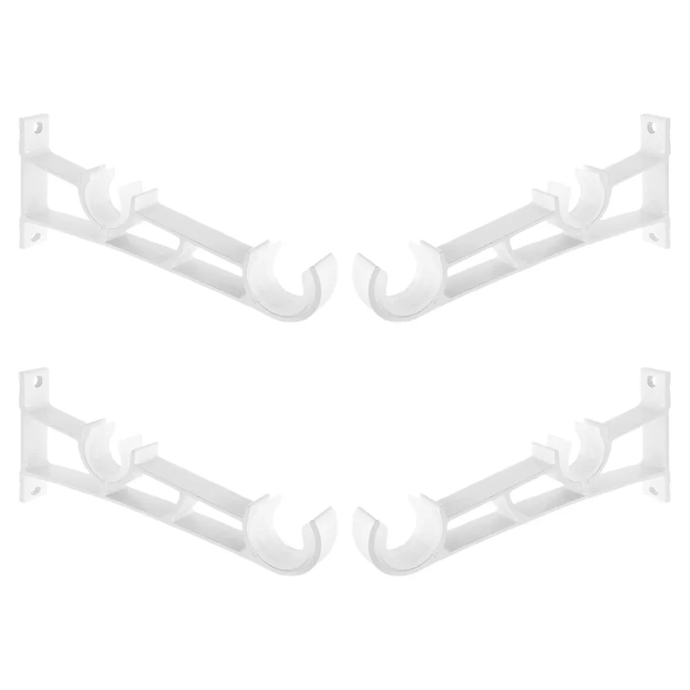 

4pcs Curtain Double Rod Bracket Black Iron Wall Mount Holders For Curtains Roman Shades Sturdy Support Brackets Window