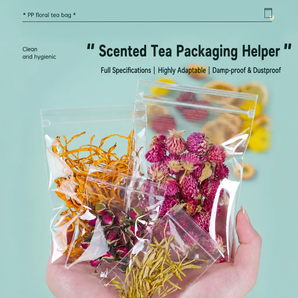 500PCS Transparent PP Zip Lock Bags Food Grade Self Sealing Storage Pouches for Scented Tea Cookies Candy Jewelry Packing
