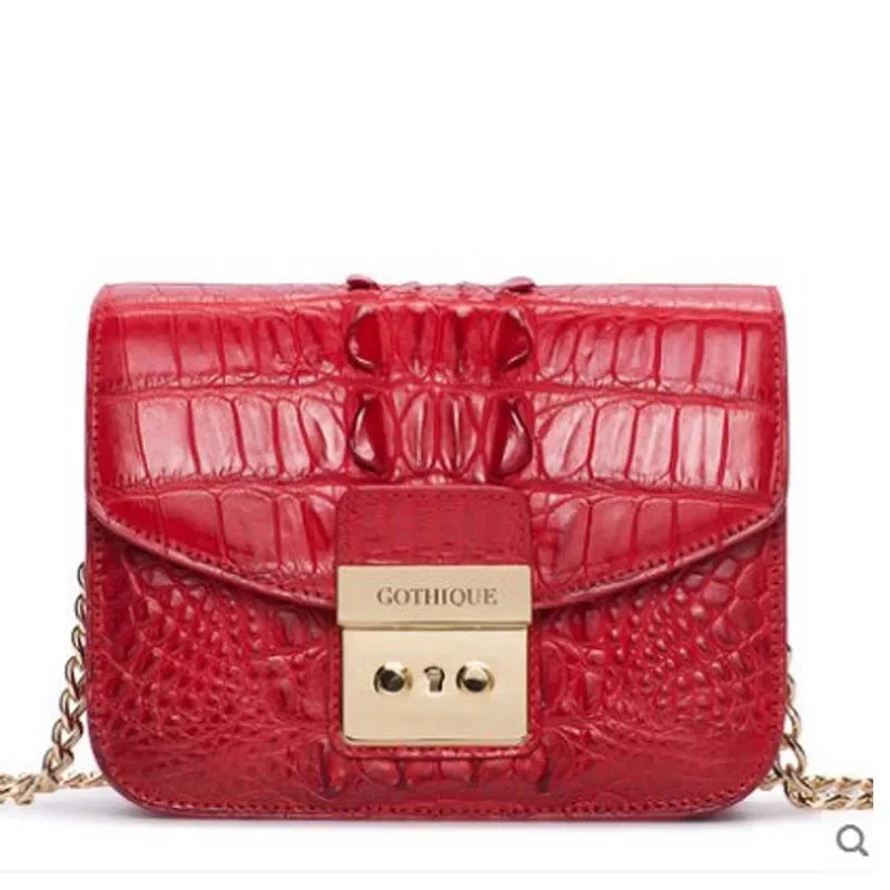 

gete new New Crocodile leather woman bag woman crossbody bag single shoulder Lady small flap