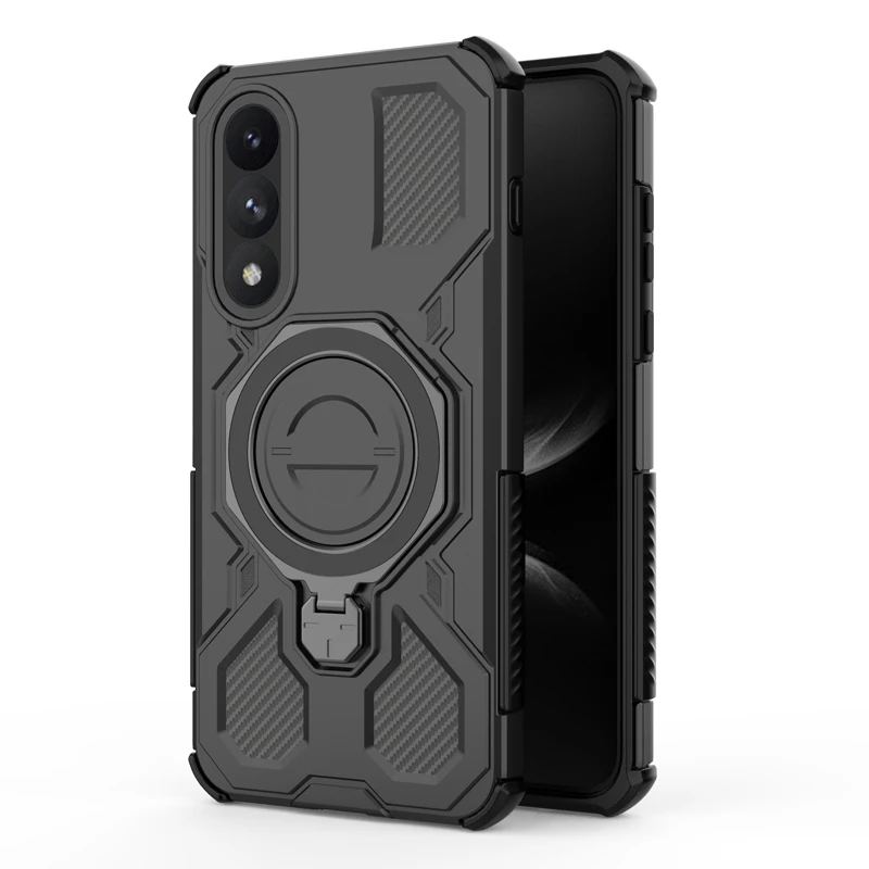 Voor OnePlus Ace 5 Ultra Nord 5 Case Schokbestendig PC + TPU Robuuste Armor Draaibare Metalen Magnetische Ring Stand Anti-Drop Cover