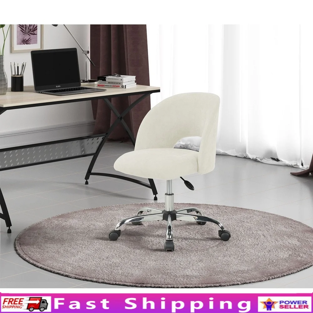 

Upholstered Open Back Office Chair with Swivel Function Adjustable Height Seat and Durable Casters Teens Adults