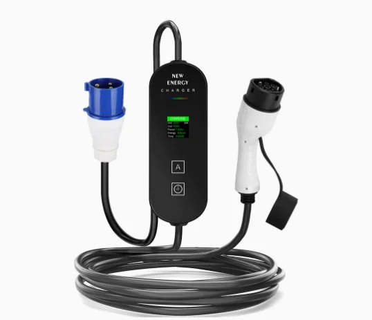 7KW Type2 32A Portable EV Charging  Station Ip55  with Screen   Level 2 Electric Vehicle Charger Four-speed Adjustable