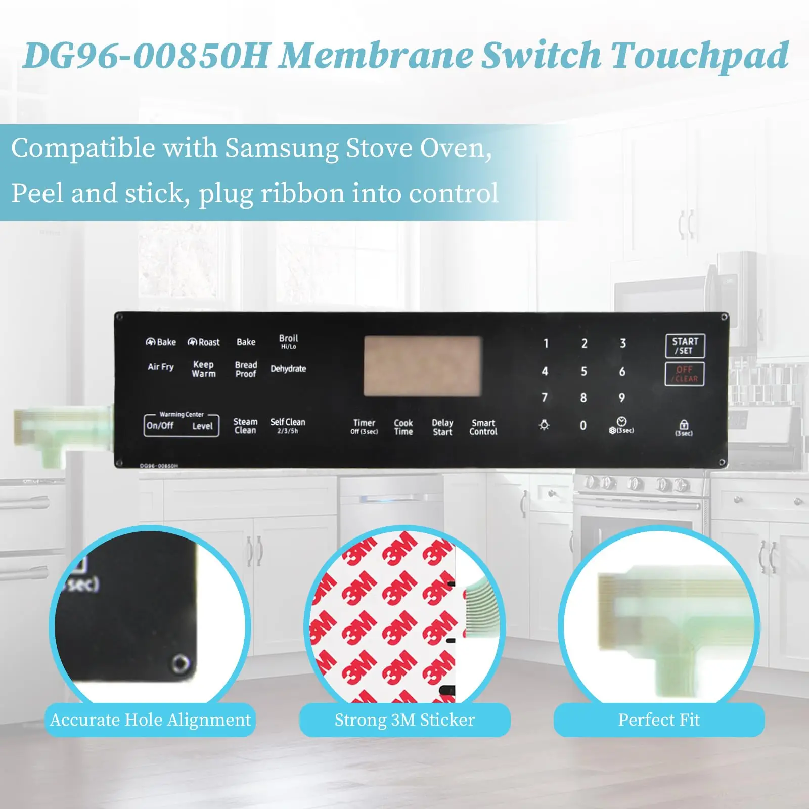 

DG96-00850H Membrane Switch Touchpad for Samsung Oven Stove AP7032886 PS16634295 NE63A6511SS NE63A6511SG