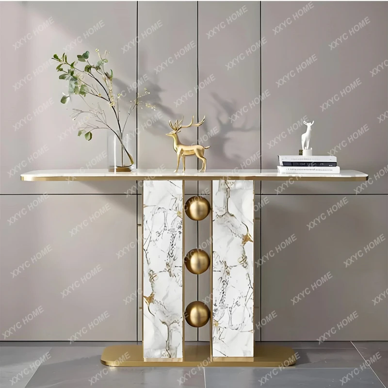 X-S Lucky Pearl Entrance Platform Light Luxury Art Entrance End View Platform Bar Case Entrance Cabinet Long Table HG
