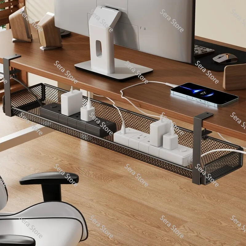 Under Desk Hanging Cable Management Box, No‑Drill Wire Holder, Practical Cord Organizer for Home & Office Desk Cable Tidy