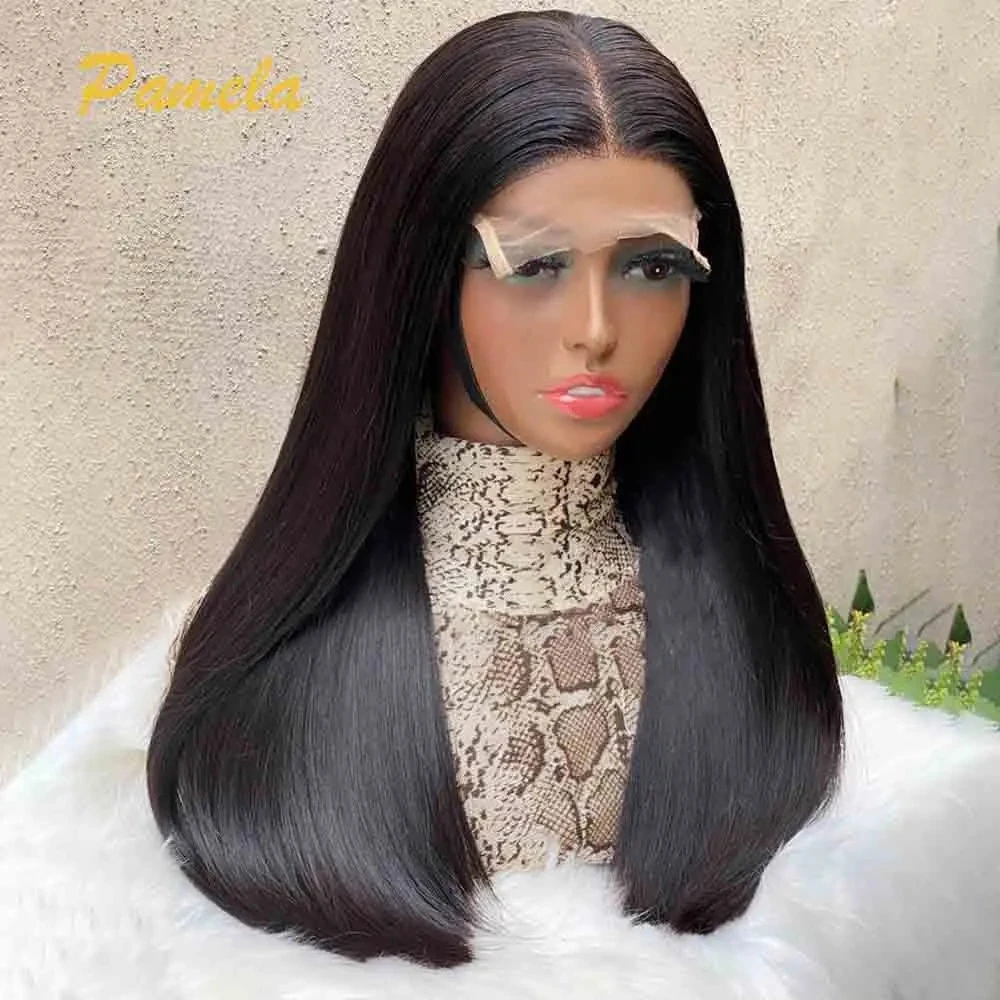 

Double Drawn Glueless Wig PrePlucked Human Hair Ready To Go Bone Straight 13X6 HD Transparent Lace Frontal Princess Hair Wig