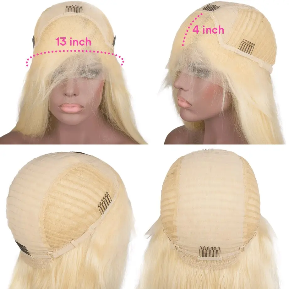 Wig pirang gelombang tubuh 30 inci Wig depan renda 613 Wig Frontal 13x4 Hd renda Frontal transparan rambut manusia telah dipetik untuk wanita