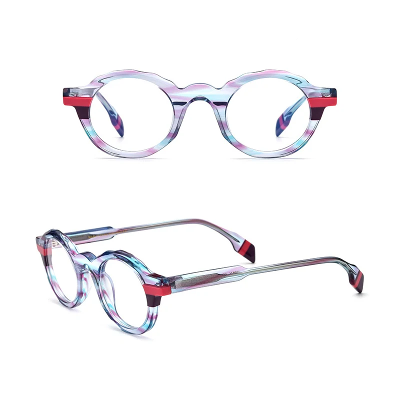 

Belight Optical Women Colorful Mini Round Shape Acetate Vintage Retro Design Spectacle Frame Eyeglasses Precription Lens 19241